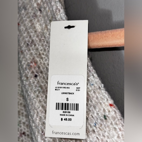 NWT Francesca’s Harper Heritage SZ S Knot Back Sweater - Picture 7 of 9